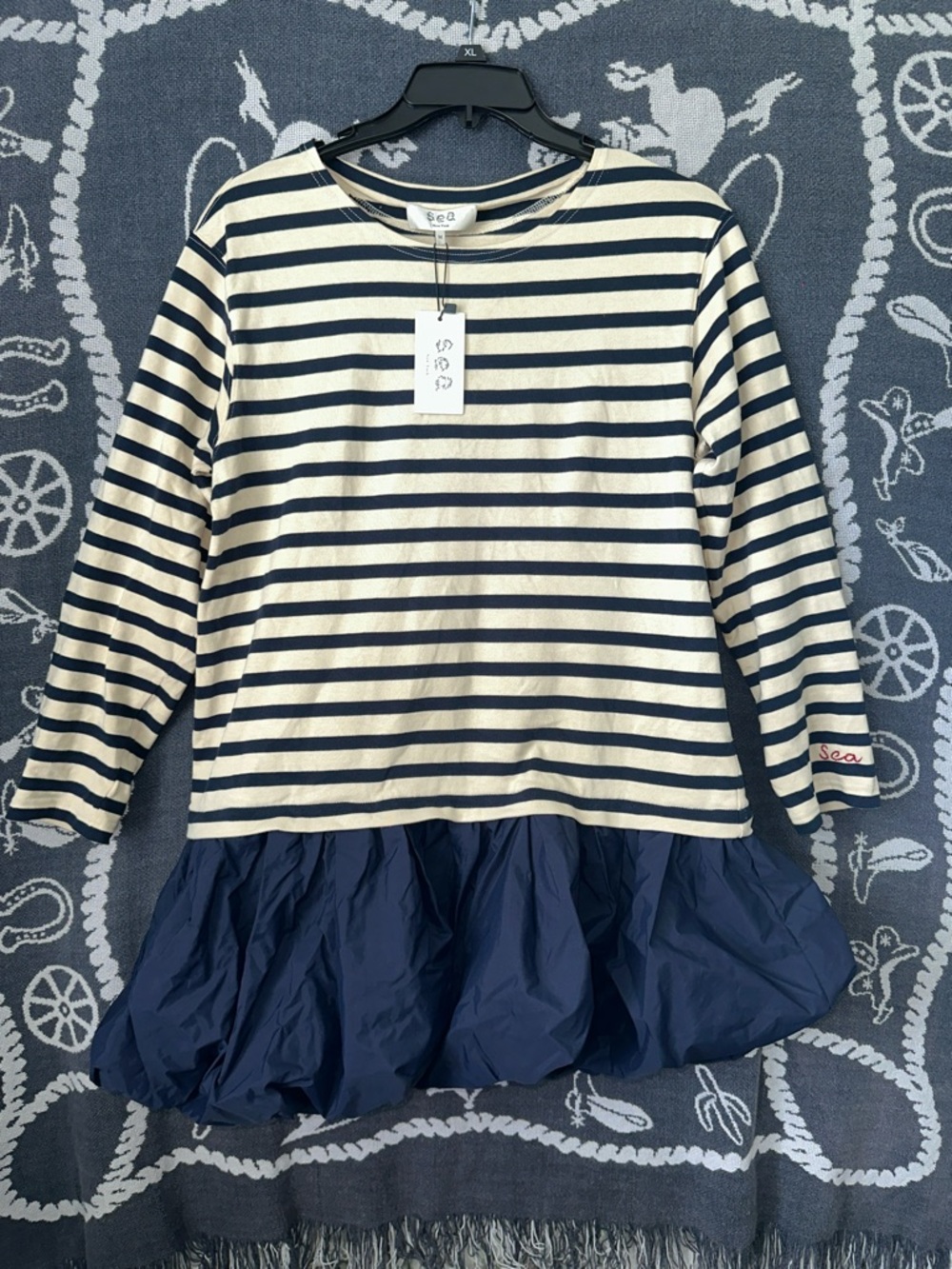 Sea New York Navy & Cream Striped Top
